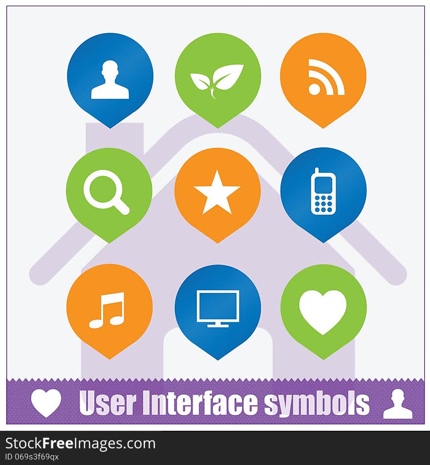 Web user interface symbols set