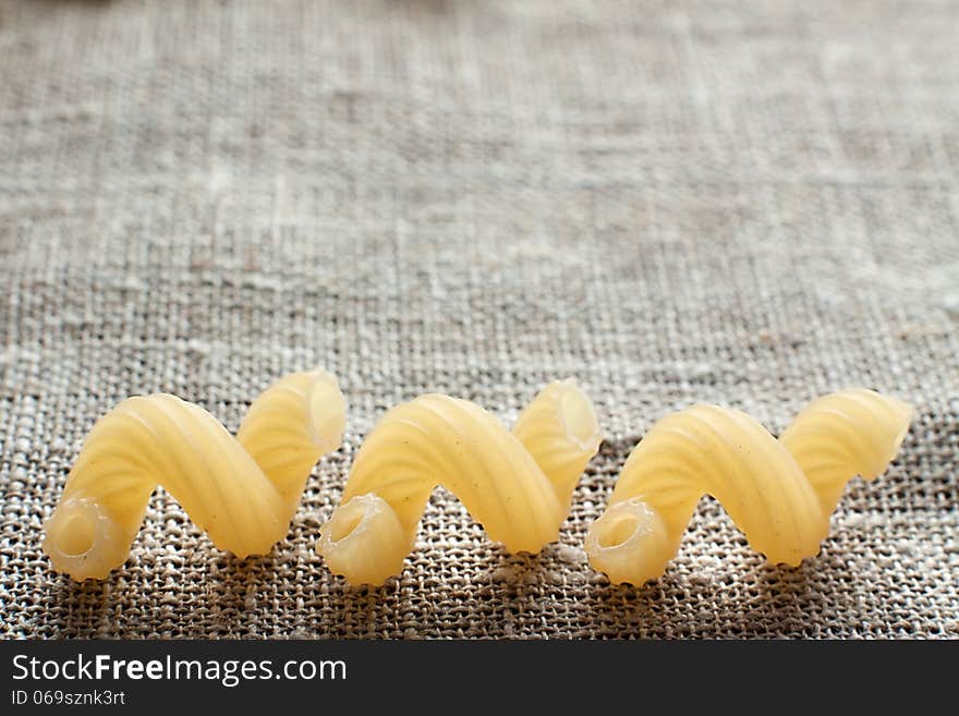 Pasta with the background of the canvas