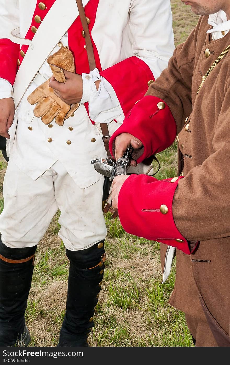 Historical soldiers of Napoleonic wars with gun