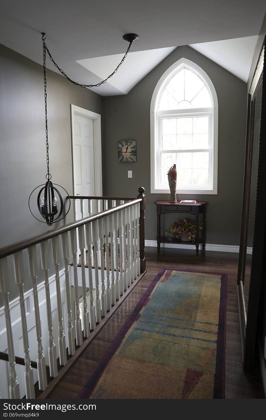 Hallway with Gothic Window