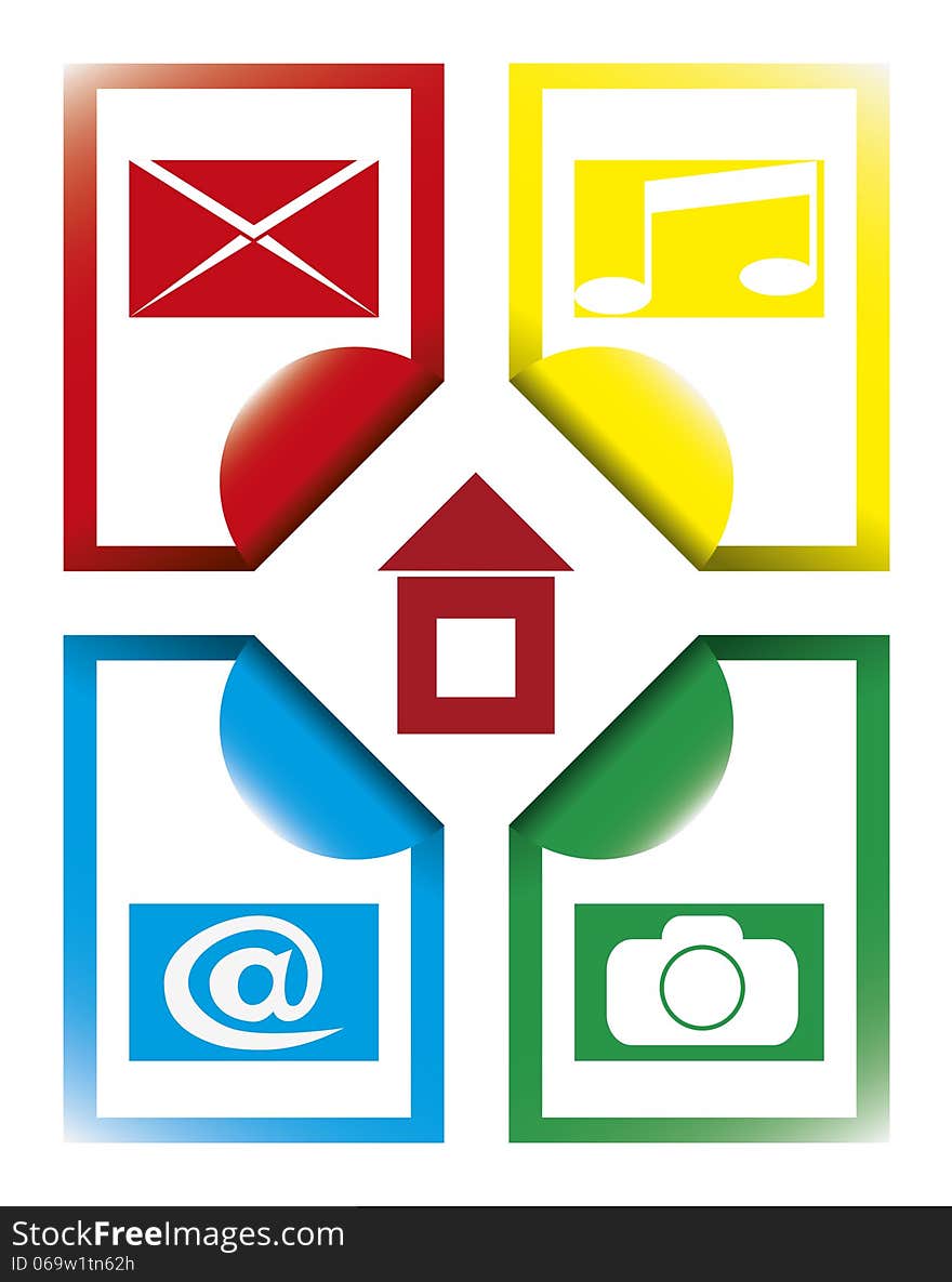 Vector media concept - project manager - icons and concept