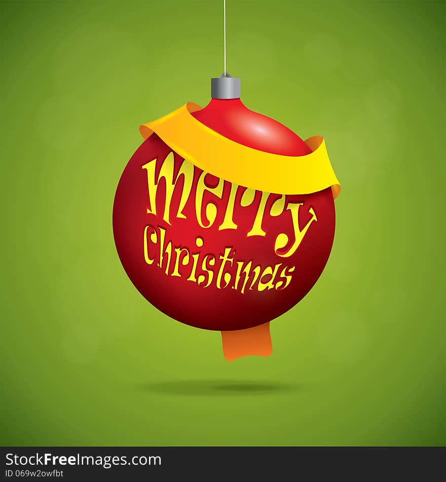 Red Christmas ball with greeting