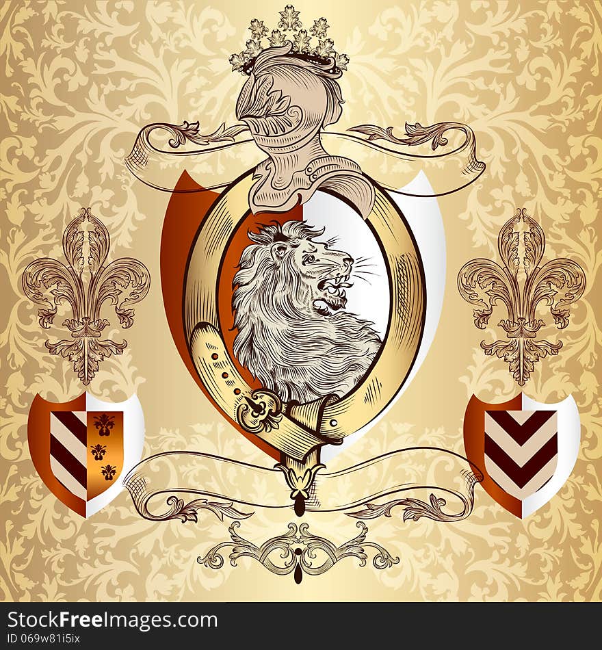 Heraldic Design With Lion And Knight