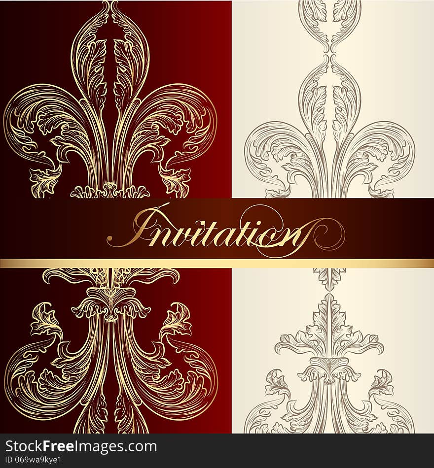 Luxury invitation  design with fleur de lis