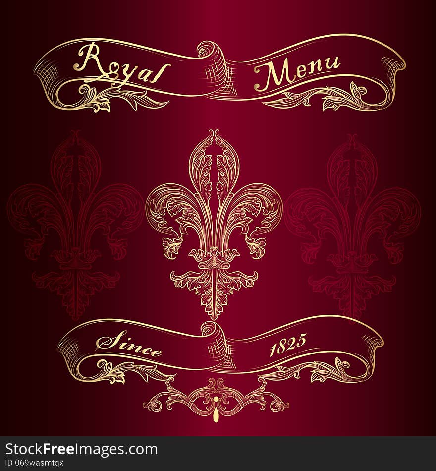 Royal menu design with fleur de lis