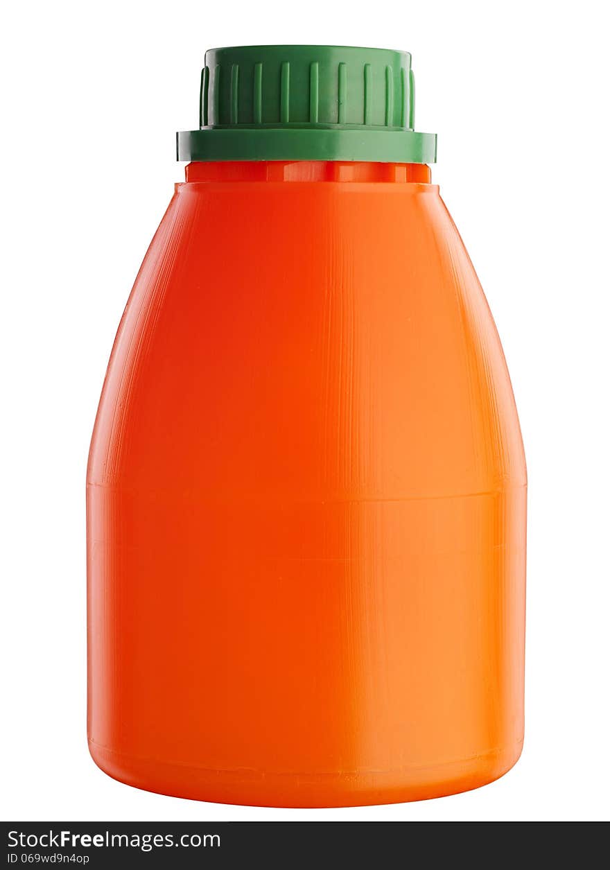 Orange Plastic Bottle On White