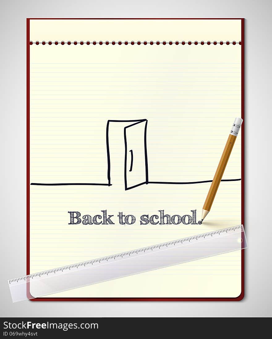 Welcome back to school, notebook with inscription vector illustration. Welcome back to school, notebook with inscription vector illustration.