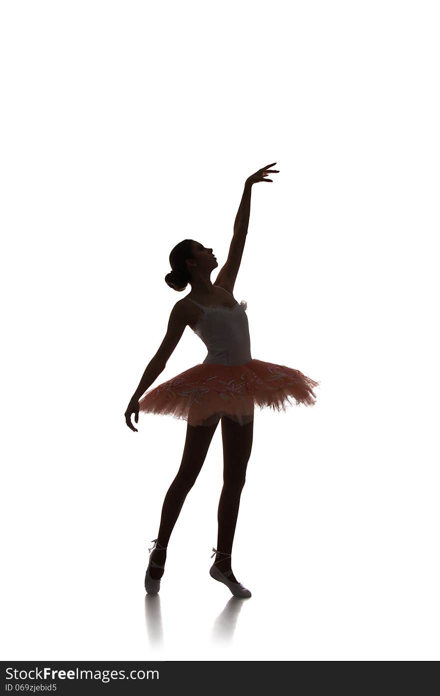 Ballerina dancing on a white background