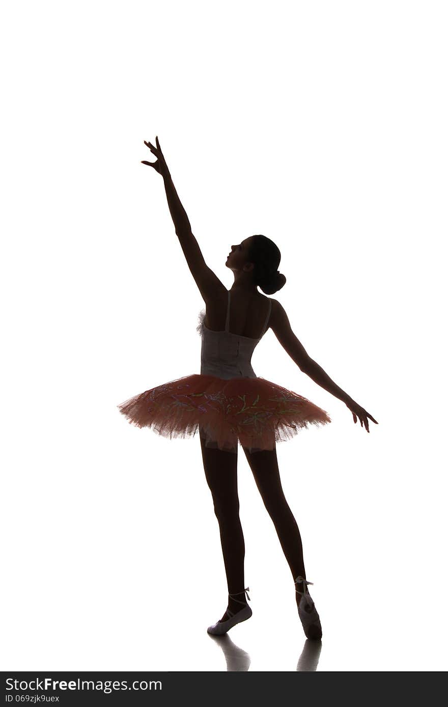 Ballerina dancing on a white background