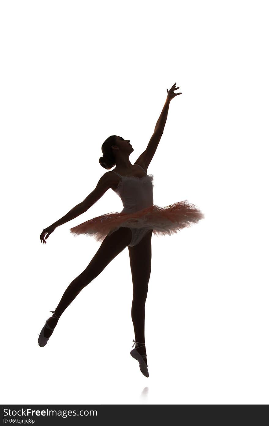 Ballerina dancing on a white background