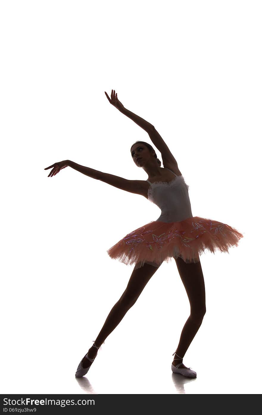 Ballerina dancing on a white background