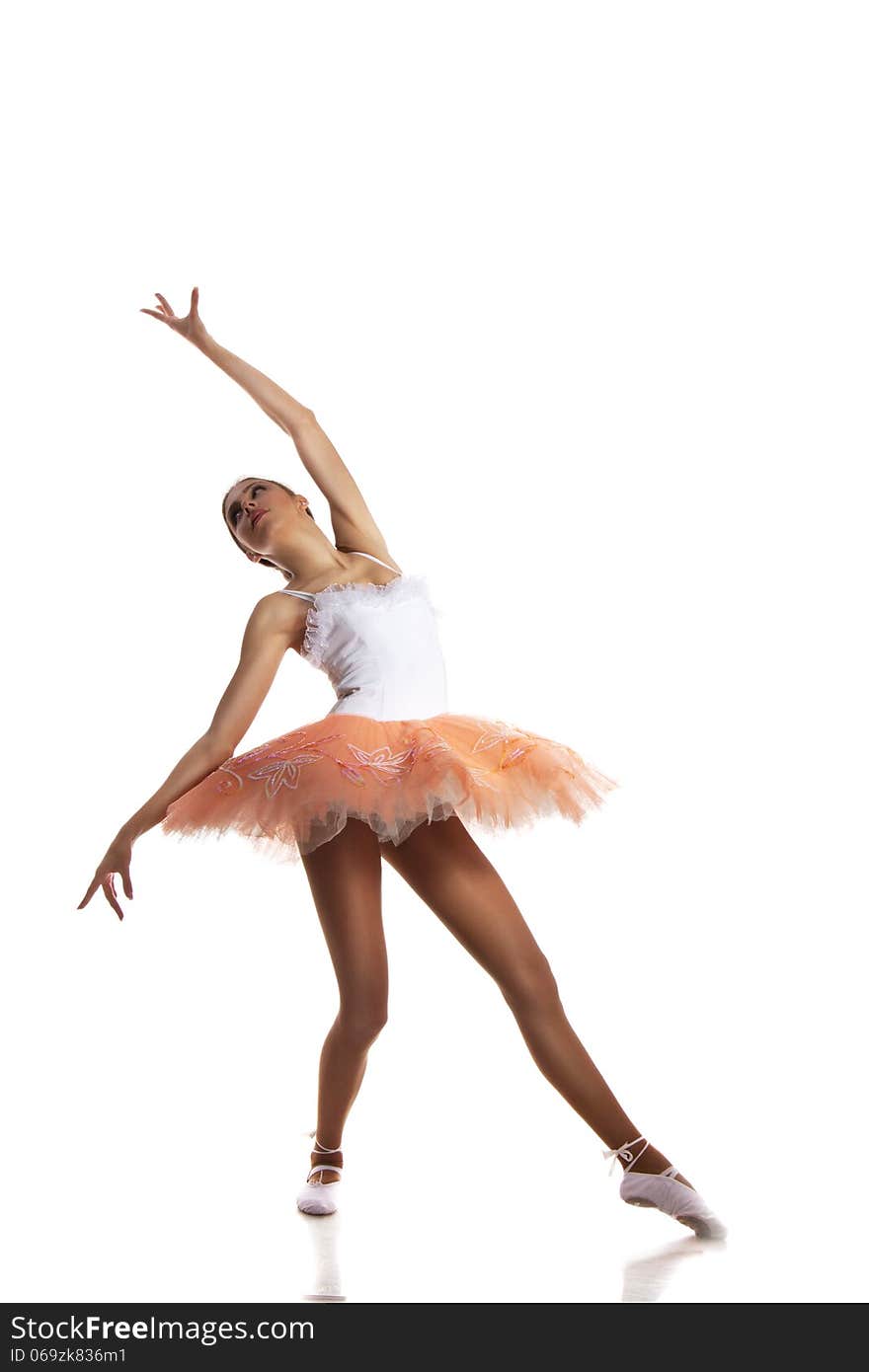 Ballerina dancing on a white background