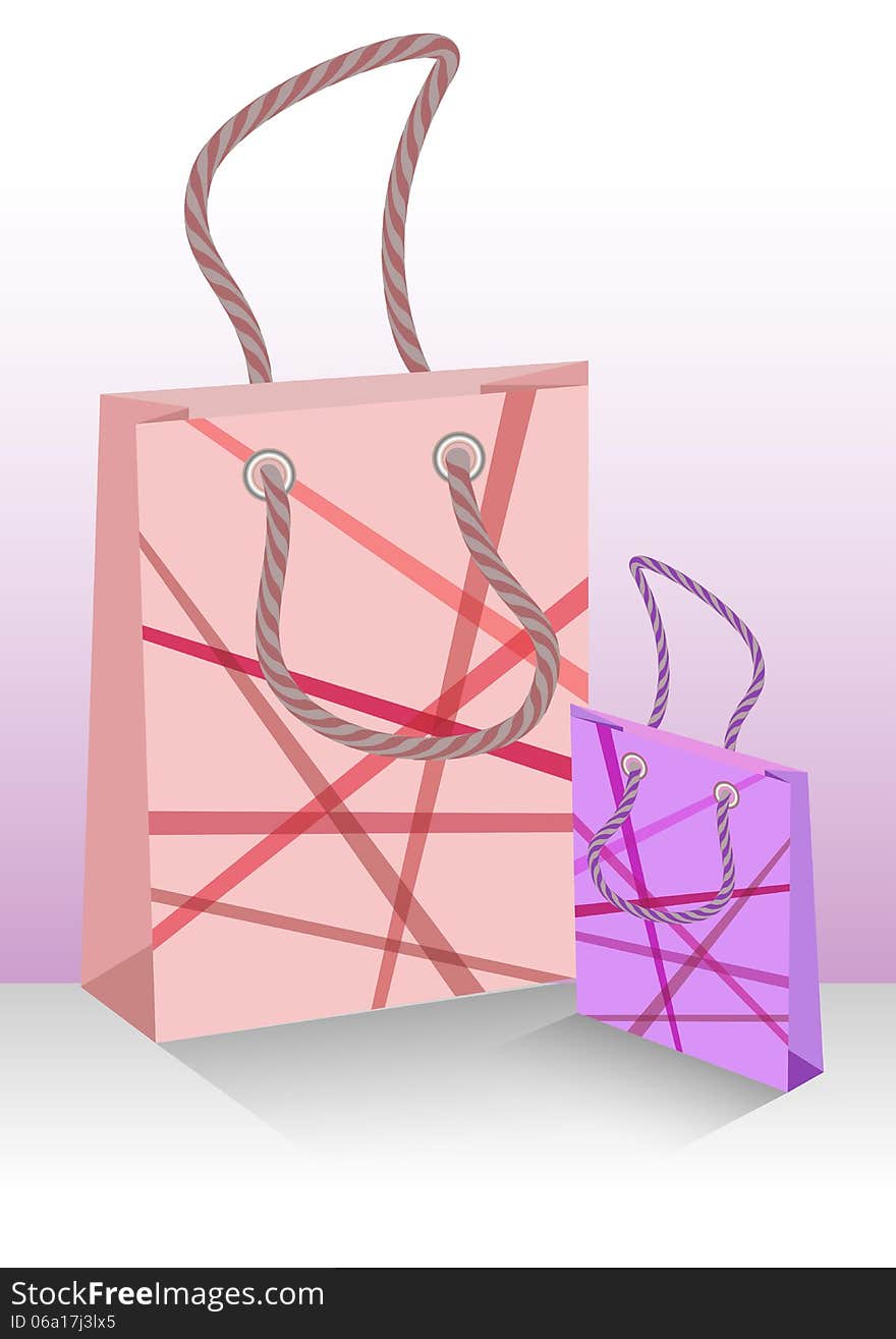 Big and small color shopping bags illustration.