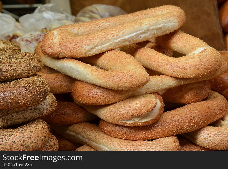 Market stand with fresh bread