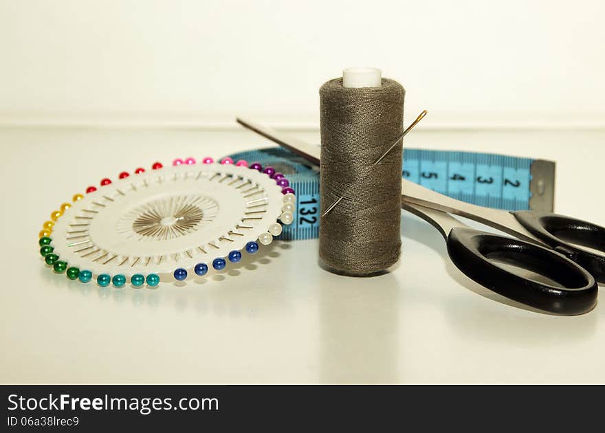 Scissors, Needle, Inject Into The Coil And Measuring Tape