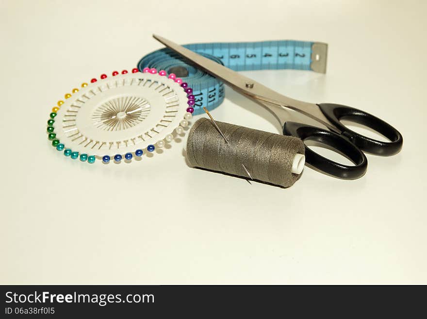 Scissors, Needle, Inject Into The Coil And Measuring Tape