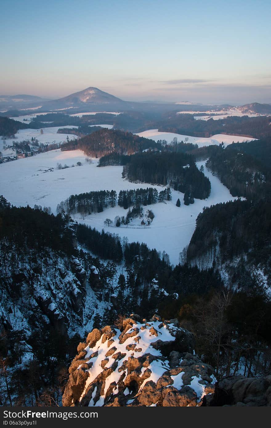 Landscape with snow in the mountain.