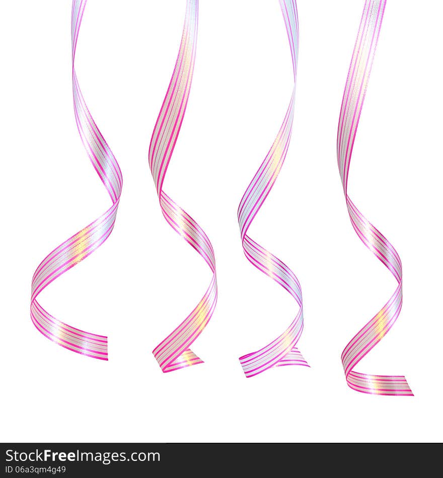 Shiny curling ribbons or party serpentine set for design.