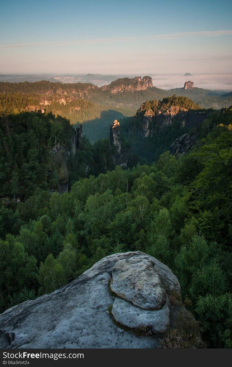 Landscape with fog in mouintain.