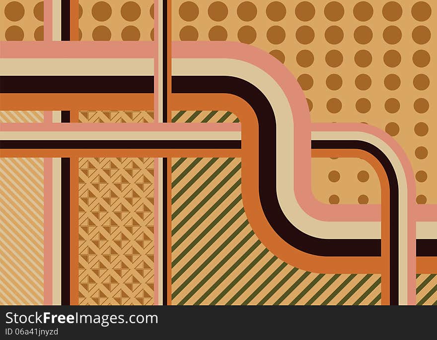 Vintage abstract background made of lines, circles and triangules