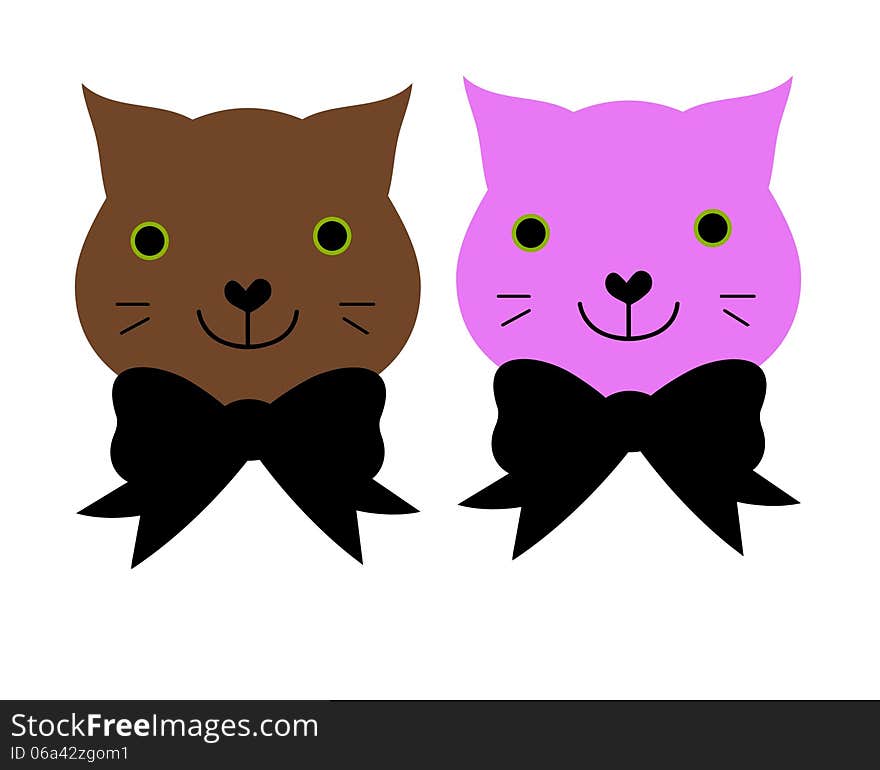 Illustration of a two cute cats.