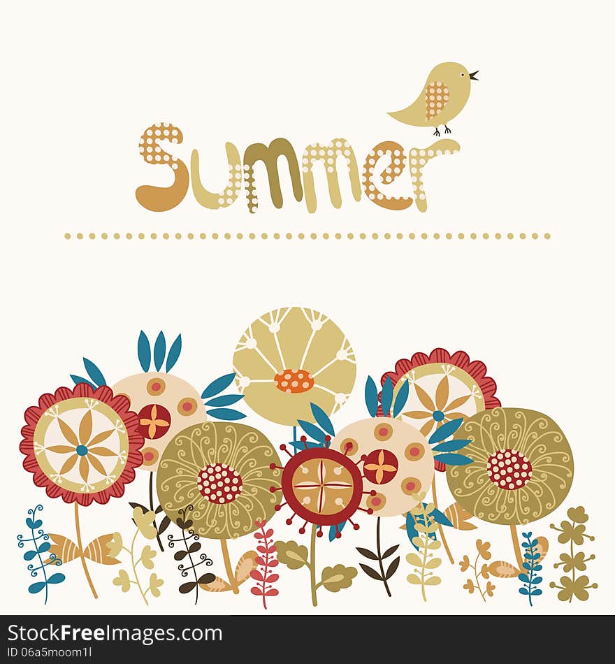 Decorative card with a summer illustration