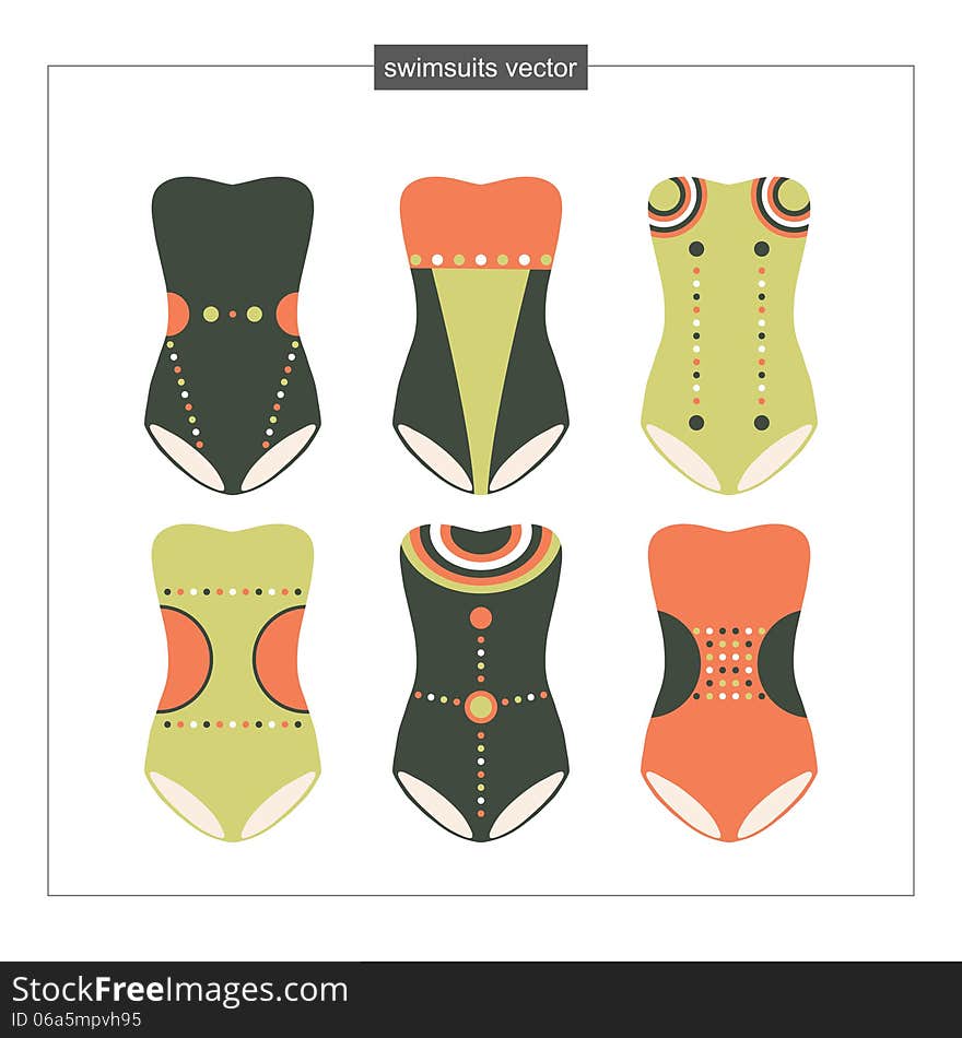 Set of sketches swimwear