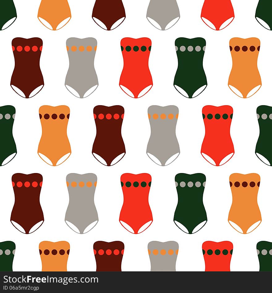 Seamless pattern of colored swimsuits