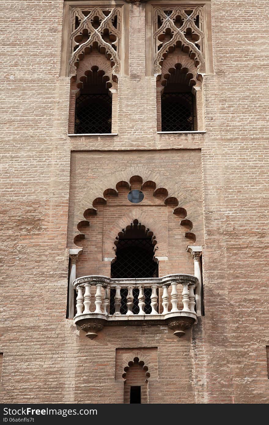 Fragment of Seville Cathedral with balcony and windows. Fragment of Seville Cathedral with balcony and windows