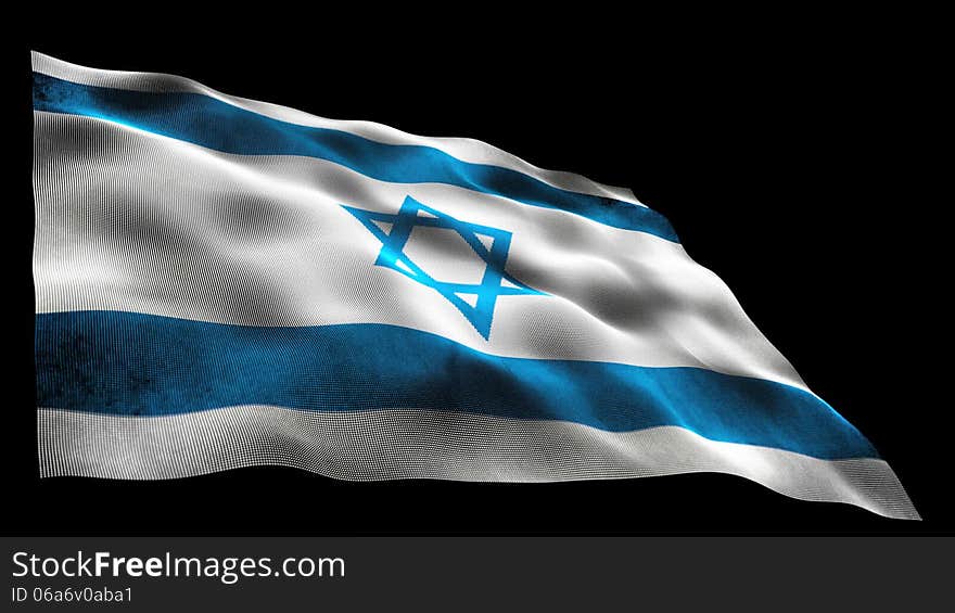 Israel flag 3D looping video animation. Full HD resolution. High quality grunge texture.