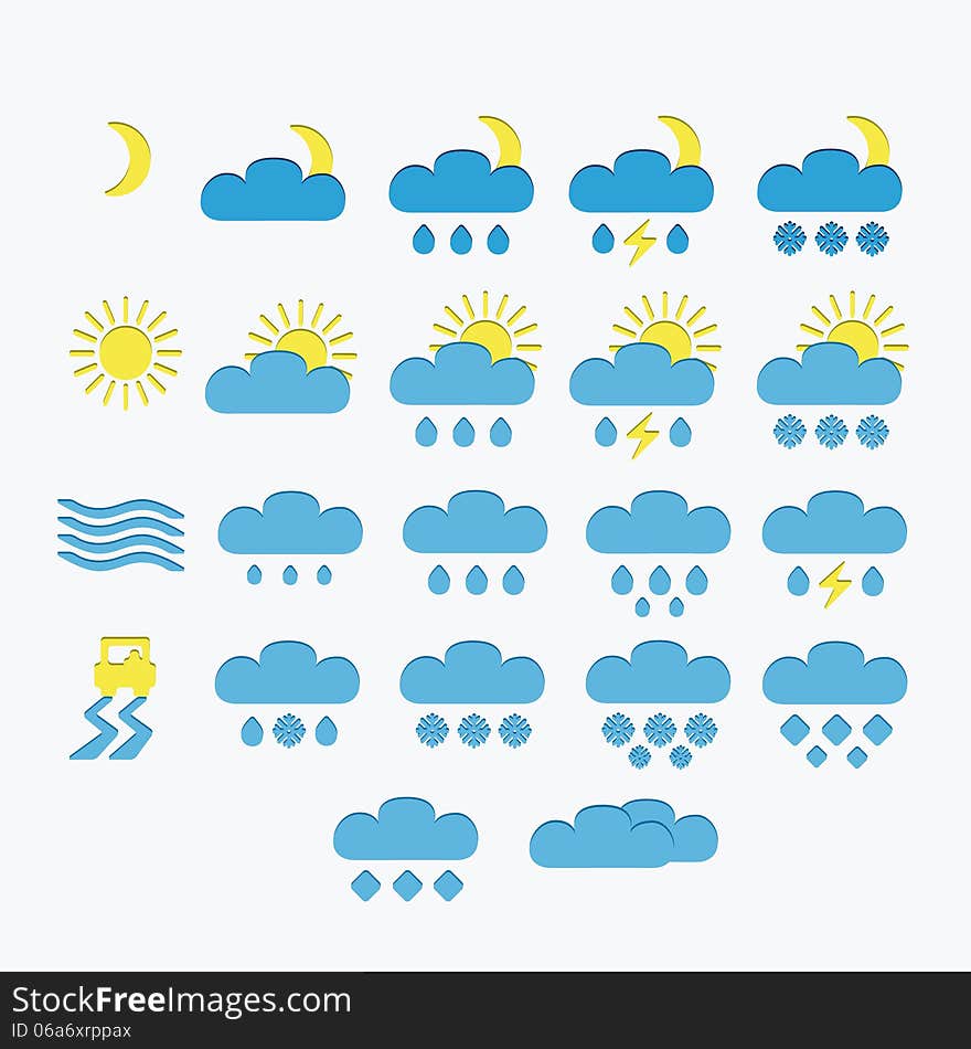 Set of Minimalistic Weather Icons