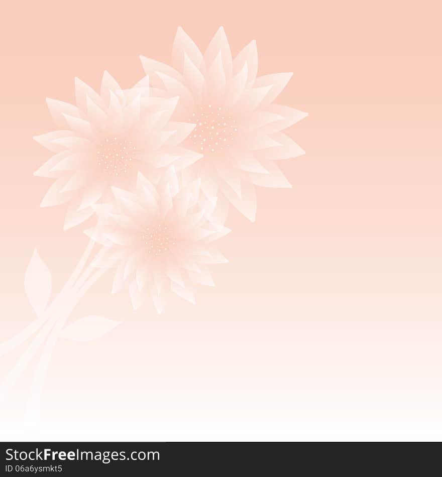 Pink Feminine Greeting Card with a Bunch of Tender Flowers. Pink Feminine Greeting Card with a Bunch of Tender Flowers