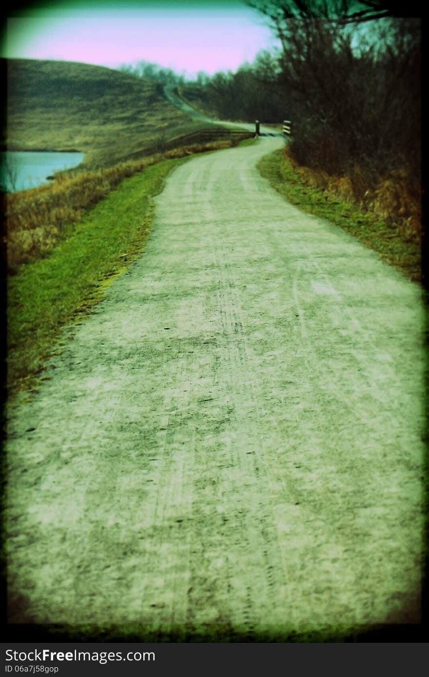 Country road in the grunge style