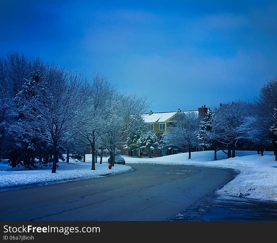 Winter landscape with road