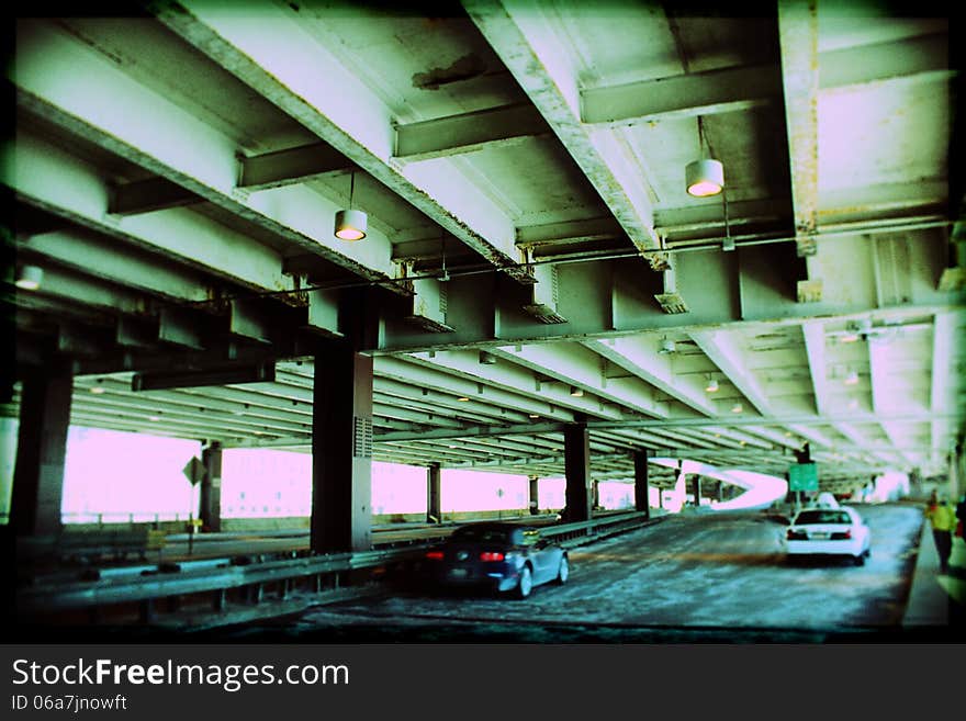 Urbane scene with underground parking