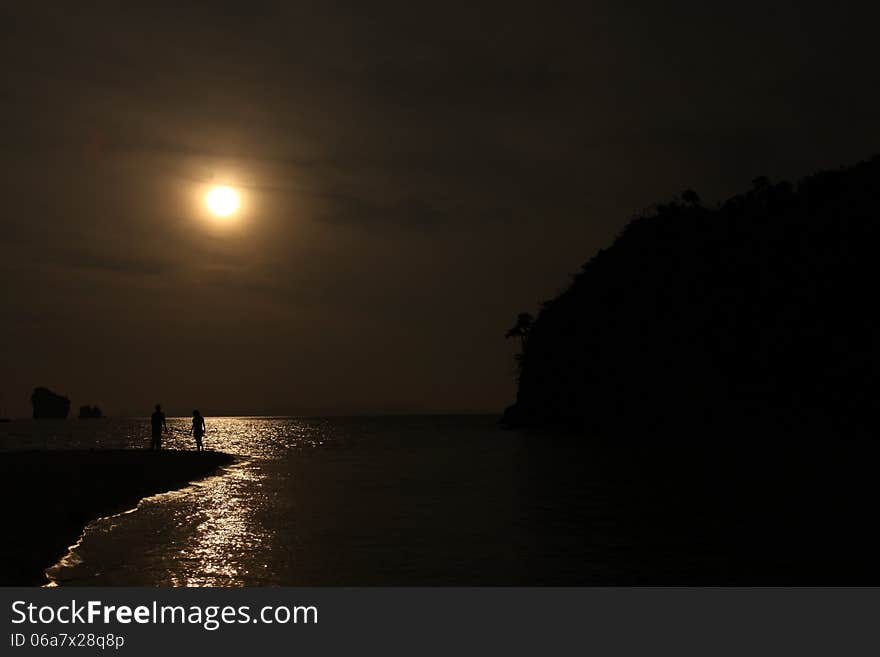 Outdoor shot of people silhouette. Outdoor shot of people silhouette