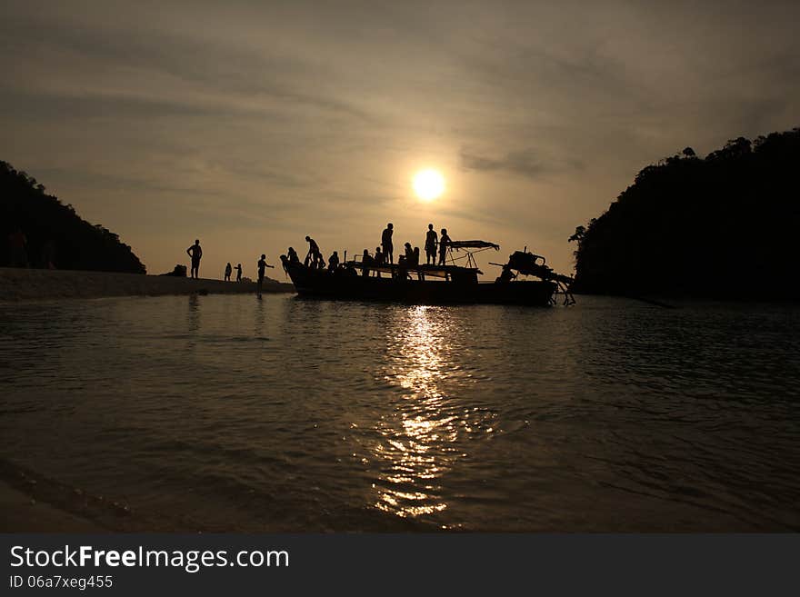 Outdoor shot of people silhouette