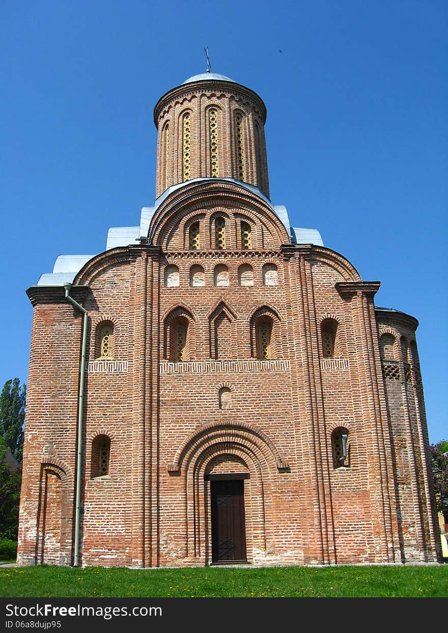 Beautiful church in Chernigov on the background of the blue sky. Beautiful church in Chernigov on the background of the blue sky