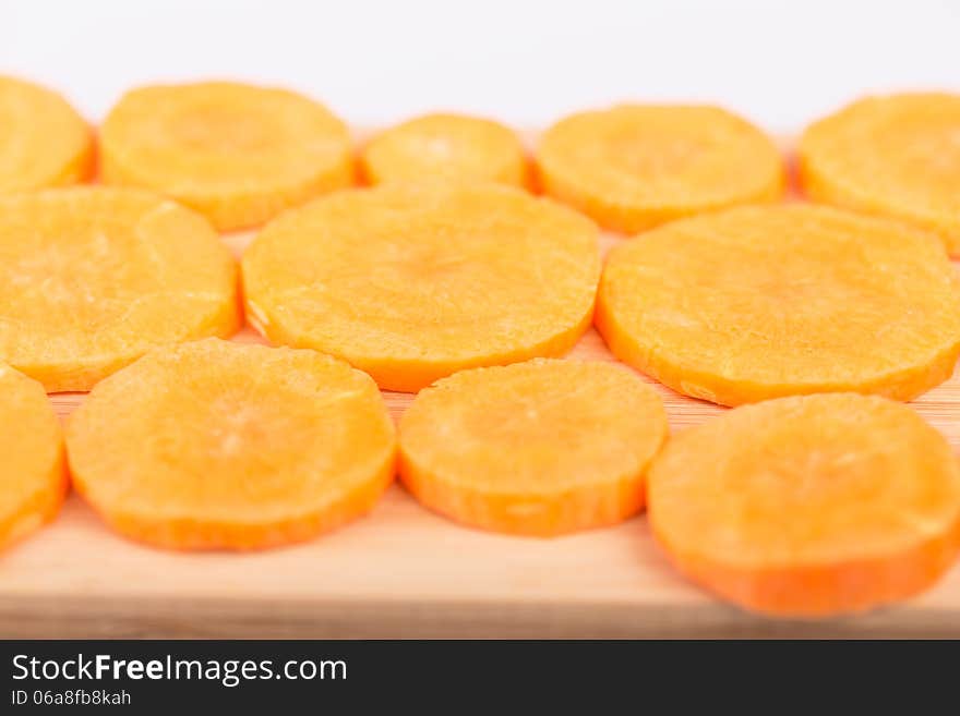 Sliced carrot on the cutting board. Sliced carrot on the cutting board