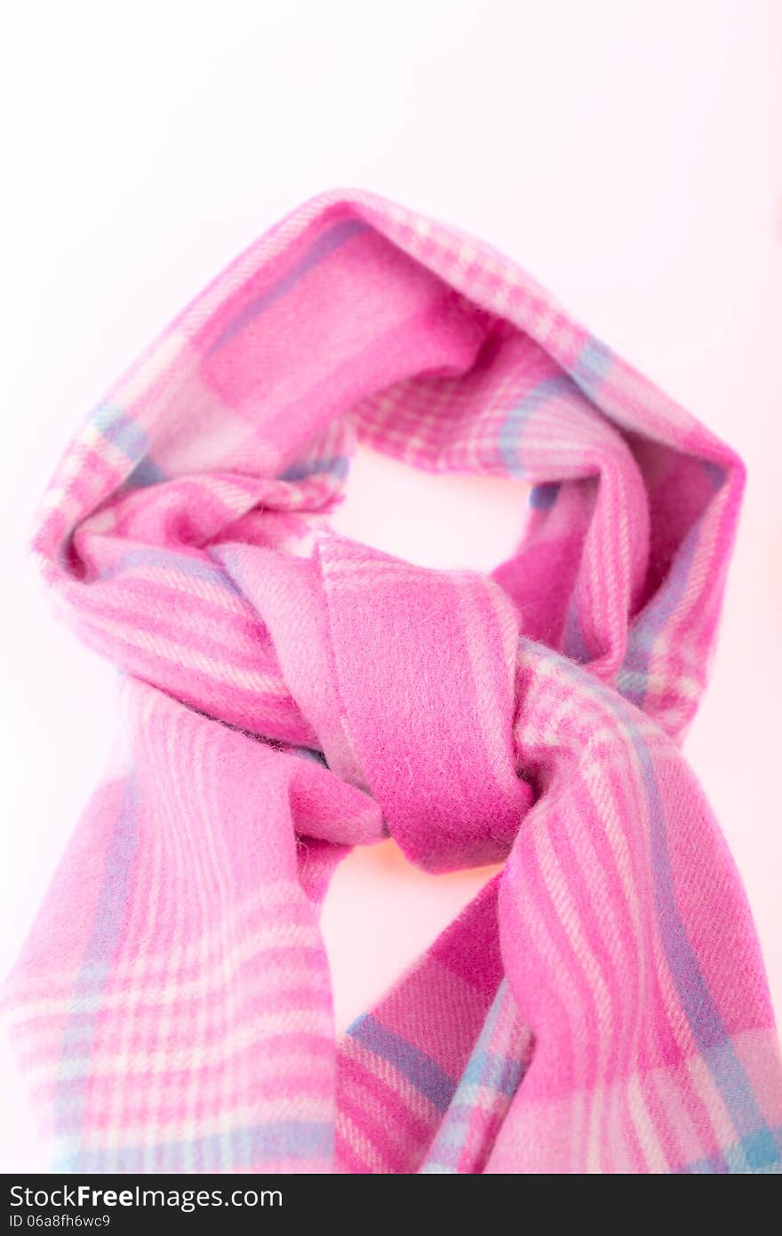 Knotted Woolen Patterned Pink Scarf. Knotted Woolen Patterned Pink Scarf