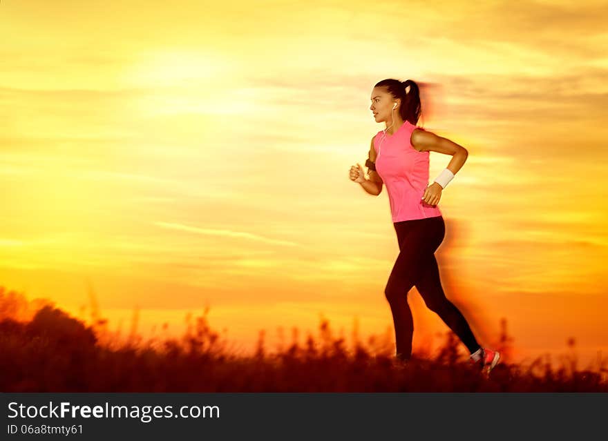 Active woman jogging in nature