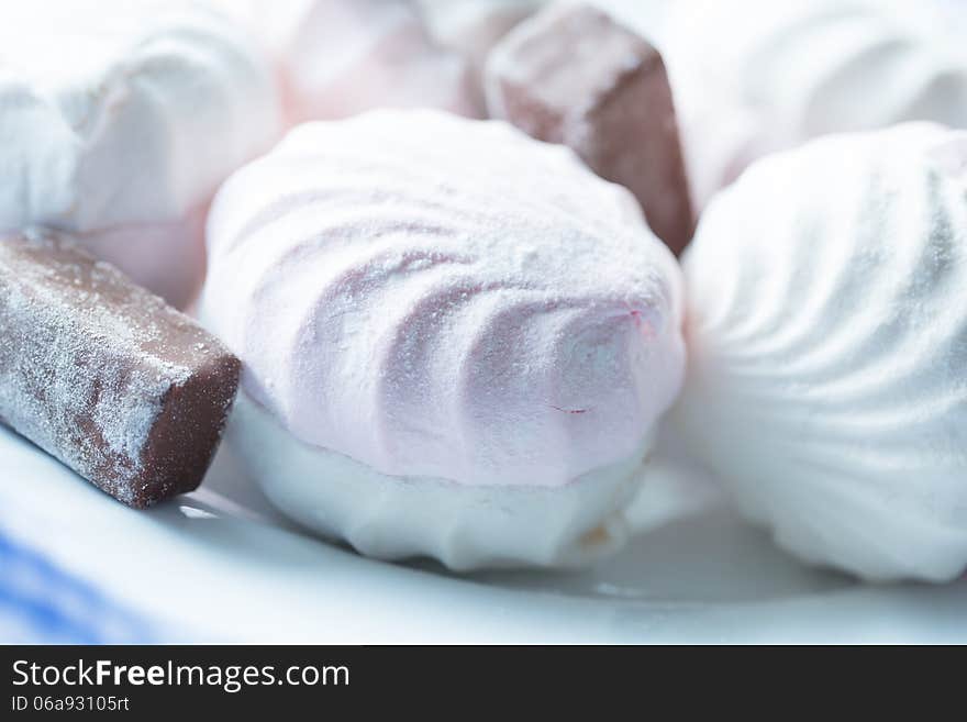 Sweets and Chocolates on the White Plate