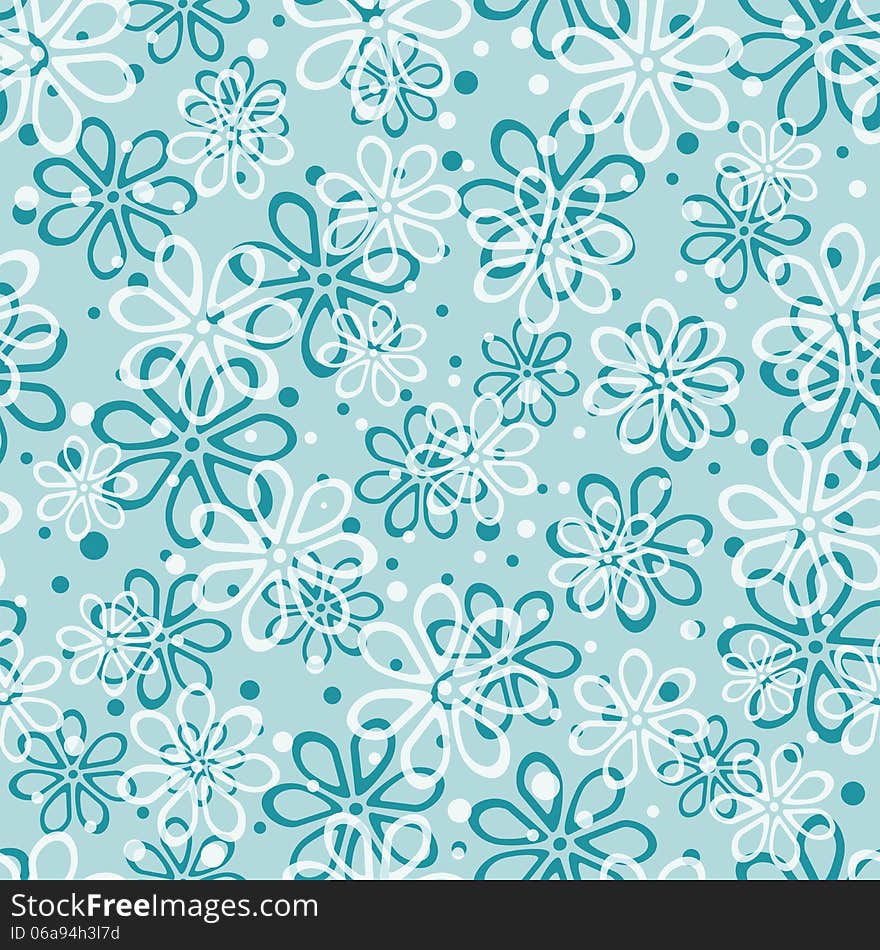 Blue floral seamless pattern, vector illustration