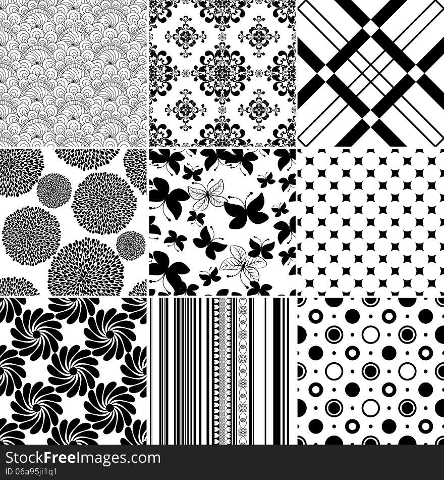 Set seamless vintage pattern