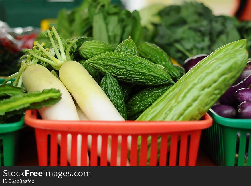 Vegetables on the rack at the fresh market here at kemaman