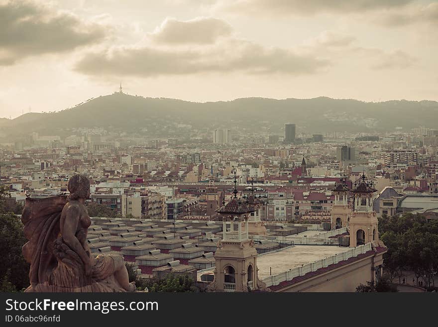 Building in Barcelona. Catalonia, Spain. Vintage retro style. Building in Barcelona. Catalonia, Spain. Vintage retro style