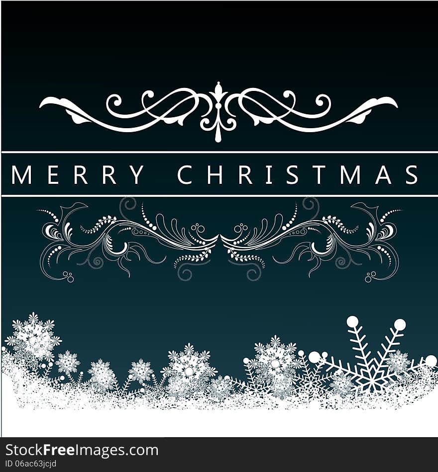 Christmas Greeting Card. Merry Christmas lettering,  illustration