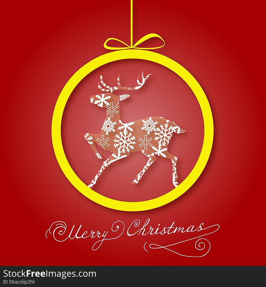 Christmas Greeting Card. Merry Christmas lettering,  illustration