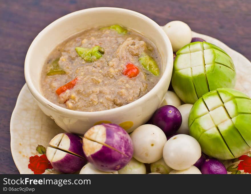 Salted fish stew with fresh eggplant