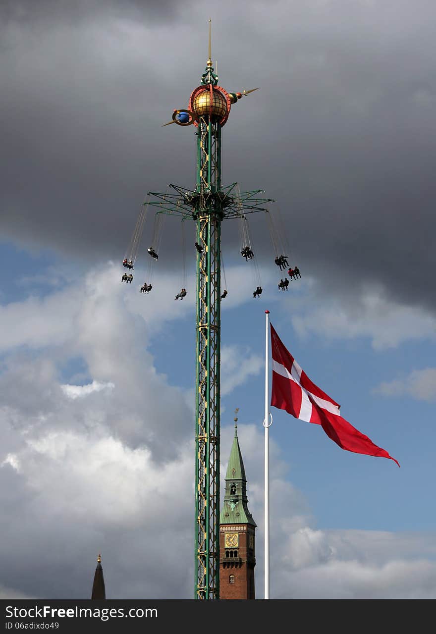 Fairground fun fair in Tivoli gardens in Copenhagen, Denmark. Fairground fun fair in Tivoli gardens in Copenhagen, Denmark.